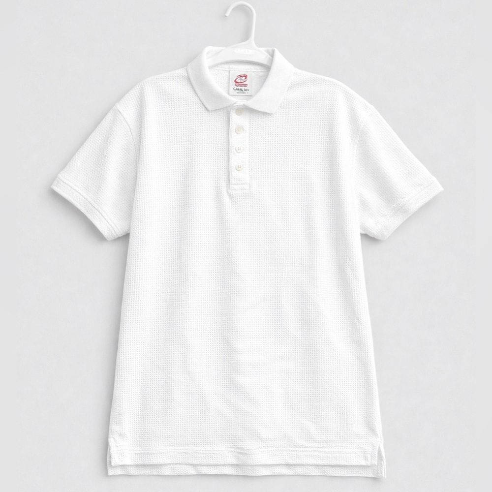Vintage Cadre Athletic Classic White Waffle Ringer  Polo Shirt XL